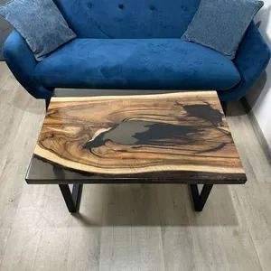 ASSISTANCE ARTISANAT TABLE RONDE EN RÉSINE ÉPOXY POUR SALLE À MANGER Mobilier Table de rivière en bois et résine pour bureau à domicile - Product Image 5