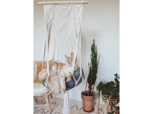 เตียงแกว่งทำด้วยมือสำหรับแมวที่อบอุ่นในร่มเฟอร์นิเจอร์สัตว์เลี้ยงสไตล์การ์ตูนแมวเปลญวนแขวนผนังชั้นวางเก้าอี้ - Product Image 2