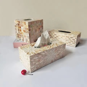 Natural Shell Tissue Box Luxury Handmade Tissue Holder Elegant Desktop Organizer for Hotel Home Use Wholesale - Product Image 2