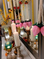Rangkaian Daun Mutiara Dengan Tunas Teratai Holi Diwali Idul Fitri Ramadhan Dekorasi Rumah Pesta Latar Panggung Festival Pernikahan India Selatan