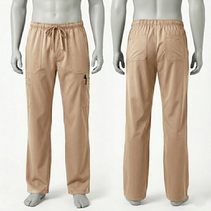 Pantalon de travail pour homme en twill de coton poly 180 GSM, marron, avec poche utilitaire, broderie personnalisée, étiquette tissée, logo - Product Image 4