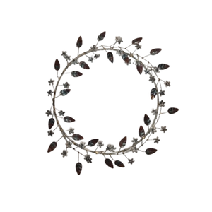 Silver & Black Metal Leaf <b>Flower</b> Wreath <b>Decorative</b> <b>Wall</b> Hanging Wreath for Home Front Door <b>Wall</b> <b>Decorative</b> Metal Wreath - Product Image 2