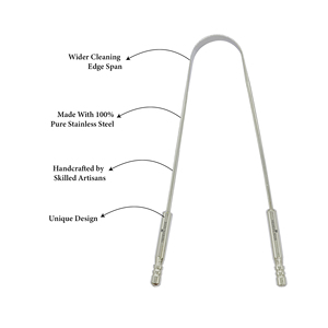 Raspador de lengua en forma de U de acero inoxidable 304 de fabricación india original, herramienta para el cuidado de los dientes orales, alivio del mal aliento, aliento fresco Oral - Product Image 2
