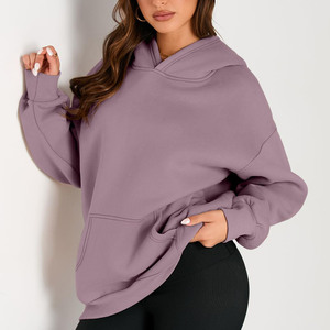 Diseño personalizado Streetwear Color Block Sport Gym 100% algodón polar bordado personalizado pulóver Sudadera con capucha de gran tamaño para mujer - Product Image 3