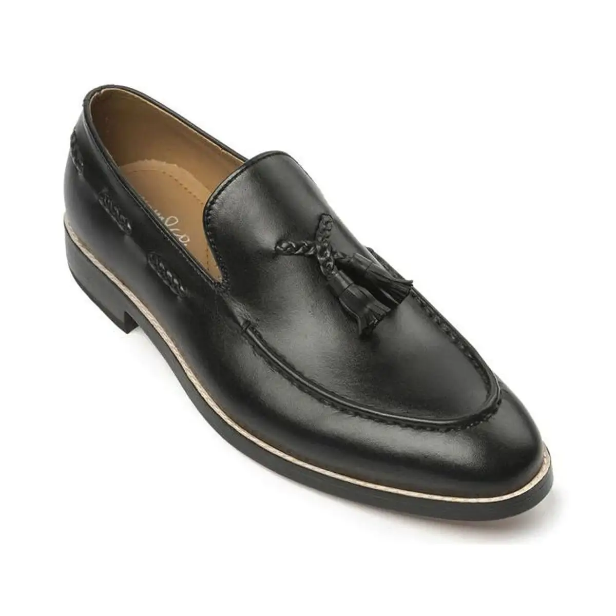 Italian Men dress shoes penny loafers driving flat comfortable soft shoes made of genuine leather black Shoe