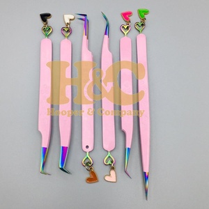 New Arrivals Pink Tweezers Bottom Heart <b>Eyelash</b> Tweezers for <b>Eyelash</b> <b>Extension</b> Stainless Steel Style <b>mink</b> Lash Tweezer - Product Image 2