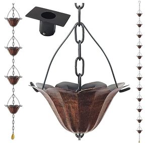 Chaîne de pluie en métal plaqué cuivre brillant Conception personnalisée pour une utilisation décorative de jardin extérieur Chaîne de pluie en cuivre de haute qualité - Product Image 3