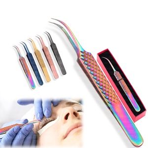 Best Design Stainless Steel Eyelash Extension Tweezers Sustainable Hot Selling Makeup <b>Tool</b> <b>Engrave</b> Logo - Product Image 2
