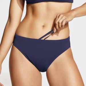 Bikini traje de baño Sexy Glitter String Bikini Beachwear Color sólido secado rápido Tie Tanga Bottoms con logotipo de metal traje de baño - Product Image 5