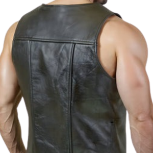 <b>Mens</b> Gridlock Leather Waistcoat <b>Black</b> and Red Faux Leather Fetish Clubwear <b>Vest</b> - Product Image 5