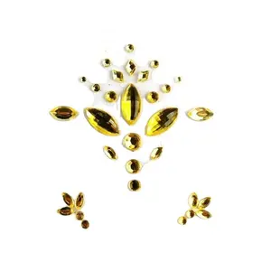 Gold Colour Stone Unique Design Face Head Temporary Skin Friendly Tattoo Jewel Sticker Product Made In India Wholesale Supplier