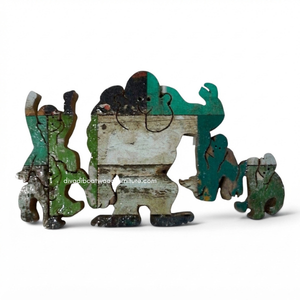 Décorations murales en bois faites à la main, figurines d'animaux en bois de bateau recyclé, artisanat animalier pour la décoration intérieure - Product Image 4