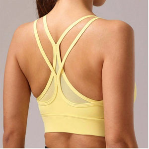Nouveau soutien-gorge de sport pour femme, dos croisé, avec bretelles, rembourrage amovible, respirant, logo frontal, idéal pour le fitness et le yoga, personnalisable - Product Image 4