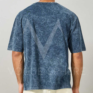 Camiseta de punto lavada con ácido para hombre de nuevo diseño al por mayor 100% algodón transpirable patrón sólido informal - Product Image 2