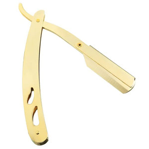 Maquinilla de afeitar de peluquero de grado quirúrgico, maquinillas de afeitar plegables manuales de Color dorado, maquinillas de afeitar de garganta cortadas de 5,5" - Product Image 2