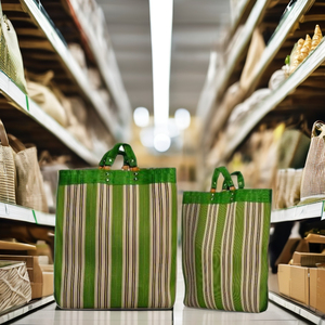 Bolsas de compras de PP tejidas ecológicas grandes de nailon reciclado sostenible reutilizables para uso en supermercados opciones a granel de la India - Product Image 3