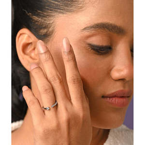 NOVAMART Fine 925 Sterling <b>Silver</b> Cute Finger <b>Ring</b> <b>Adjustable</b> Band with Vintage Eternity Inlay Fashionable and Stylish Plain Who - Product Image 4