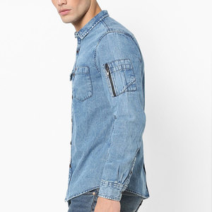 Chemise en jean décontractée pour homme, col rond, 100% coton, vêtement d'été, nouvelle arrivée, directement de l'usine - Product Image 2