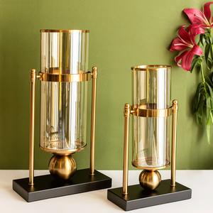 Juego de linternas de vela de cristal de latón dorado de-2 linterna de decoración de boda dorada abalorios al precio más barato en Navidad DE LA India - Product Image 1