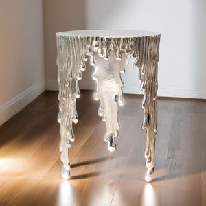 Table basse minimaliste en fonte d'aluminium couleur argent - Product Image 3