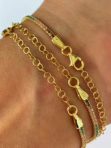 Pulsera de Plata de Ley 925 con Circonitas Multicolores para Mujer, Diseño Único, Joyería Fina Chapada en Oro, para Aniversario o Fiesta - Product Image 5