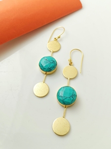 ต่างหูห้อยอัญมณีหลากสีชุบทองที่งดงามพร้อมตัวเรือนทองเหลืองสำหรับงานเลี้ยง - Product Image 2