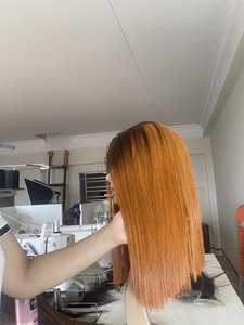 Perruques Bob courtes couleur Orange, vendeur de cheveux humains, perruques de cheveux humains péruviens vierges 13x4 Lace Frontal, vente en gros - Product Image 5