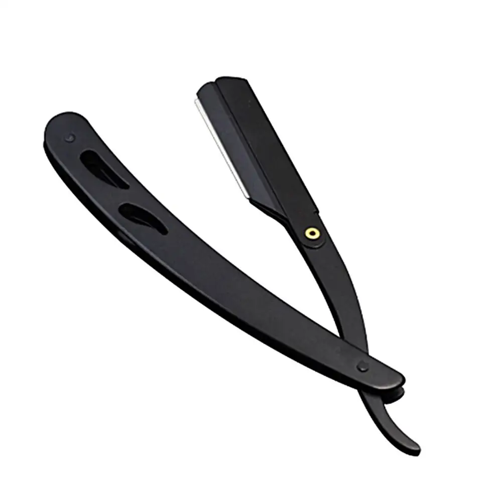 Metal handle replaceable straight razor blades cut throat razor custom barber straight hair cutting razor for men