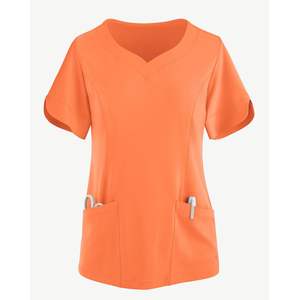 Spa élégant femmes uniforme col en V haut infirmière personnalisé propre Logo tailles hôpital médical clinique en gros remise en vrac gommage ensembles - Product Image 3