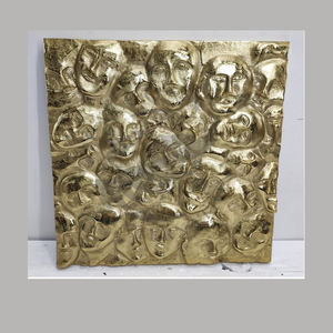 Décoration murale de figure de visage abstrait nordique grande sculpture murale en métal en fonte d'aluminium - Product Image 1