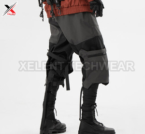 กางเกงคาร์โก้ทรงหลวมสำหรับผู้ชายกางเกงแนวสตรีทมีซิปหลายกระเป๋าและตรงพร้อมริบบิ้นประดับลูกไม้ - Product Image 2