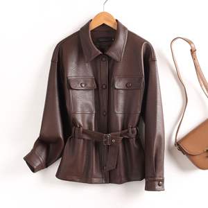 2025 chaqueta de cuero de patrón sólido con estilo fresco de gama alta para mujer cierre de un solo botón mismo estilo suelto de talla grande Casual - Product Image 3