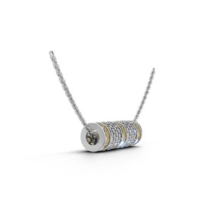 จี้เพชรทรงเจ้าหญิงสีเหลืองทองคำแท้ 18K แบบคลาสสิก ประดับเพชรแบบพาเว่ - Product Image 4