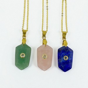 Collier pendentif en argent sterling 925 avec incrustation hexagonale de quartz rose - Collier tendance fait à la main unisexe - Product Image 2