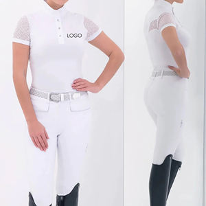 Customizable <b>Women's</b> Short Sleeve Equestrian Show Shirt Indian Manufacturer's <b>Top</b> for Horse Racing and Riding Competition - Product Image 5
