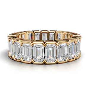 Anillo de Eternidad de Diamantes con Corte Esmeralda de Lujo, Oro Amarillo/Blanco y Rosa de 18K, Anillo de Boda de Eternidad Completa, Joyería al por Mayor - Product Image 3