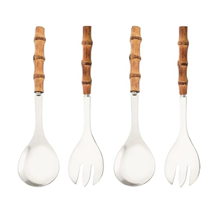 Ensembles de couverts en acier inoxydable de qualité supérieure couverts à manche en bambou et en bois de style classique pour le désherbage des cadeaux - Product Image 5