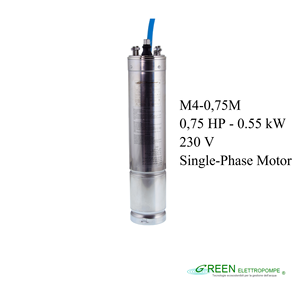 Motore elettrico sommergibile di produzione italiana M4-0,75M, pompa sommergibile per pozzi profondi da 4 pollici, riempita d'olio. - Product Image 1
