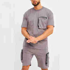 T-shirts et shorts d'été pour hommes Ensemble deux pièces à manches courtes pour hommes Vêtements de marque pour hommes avec taille et logo de couleur personnalisés - Product Image 2