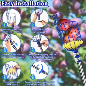 Aste per Raccolta Frutta Staccabili in Acciaio Inox, Raccogli Frutta Sicuro per Altezze Elevate, Attrezzi da Giardino - Product Image 6