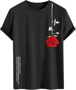 เสื้อยืดกราฟิกผู้ชายพิมพ์ลายดอกไม้แขนสั้นคอกลมเสื้อยืดวินเทจเสื้อยืดลำลองฤดูร้อน - Product Image 4