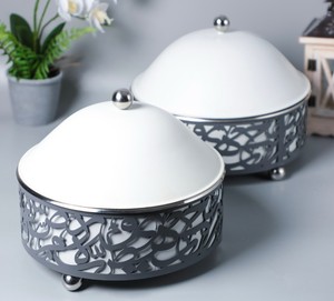 Vente chaude en laiton Buffet chauffe-plats chauffe-plats fait à la main forme ronde plat de service pour les accessoires de mariage et de fête - Product Image 6