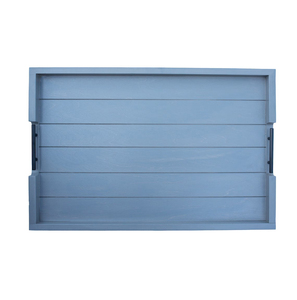 Bandeja para servir de madera MDF de forma Rectangular con asas de metal Bandeja antigua azul de madera para uso en el hogar y restaurantes - Product Image 6