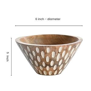 Antique <b>White</b> Handcrafted Wooden Food <b>Serving</b> <b>Bowls</b> Customized Eco-Friendly Handmade Bulk <b>Bowls</b> for Sale in India - Product Image 4