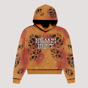 เสื้อฮู้ดแบบมีซิปของ500gsm โลโก้ออกแบบได้ตามต้องการสำหรับฤดูหนาวผ้าฝ้ายวินเทจ - Product Image 3