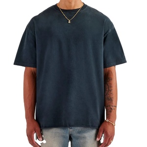 Camiseta de corte holgado con lavado ácido, estilo streetwear hip hop, 100% algodón, con logo, para hombre, ajuste holgado, OEM - Product Image 1