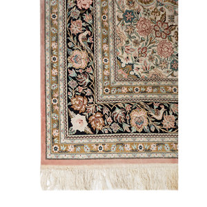 Tapis en soie noué à la main Gulmarg Pae-6456, motif médaillon rose et violet, pour la maison, 9x12, rectangulaire, pour couloir, pour la décoration du salon - Product Image 4