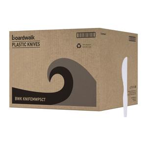 Cuchillos Desechables de Poliestireno de Peso Medio Boardwalk BWK KNIFEMWPS Blancos (1000/Caja) para Fiestas - Product Image 1