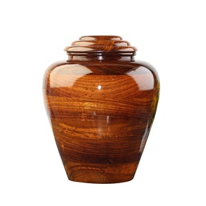 Urne funéraire en bois de manguier poli naturel pour cendres humaines Pot commémoratif artisanal avec couvercle Souvenir funéraire décoratif en bois - Product Image 2