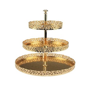 Plateau à dessert en métal à 3 étages, design fantastique, taille personnalisée, forme ronde, plateau à dessert par Home Arts - Product Image 4